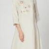 Cream Linen Kurta Straight Pant Set Work Wear