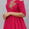 Pink Embroidred Boat Neck Gown Party Wear