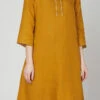 Dark Mustard Linen Kurta Palazzo Set Work Wear