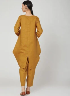 Dark Mustard Linen Kurta Straight Pant Set Work Wear 7 Dark Mustard Linen Kurta Straight Pant Set Work Wear -Indo Clothing Shop dark mustard linen kurta straight pant set krsdvcsvts18 b