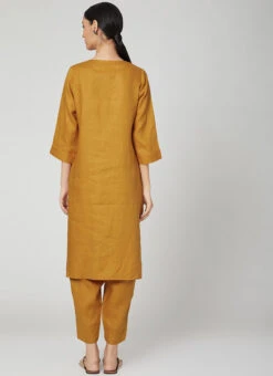 Dark Mustard Rayon Slub Kurta Straight Pant Set Work Wear 7 Dark Mustard Rayon Slub Kurta Straight Pant Set Work Wear -Indo Clothing Shop dark mustard rayon slub kurta straight pant set krsdvcsvts16 b