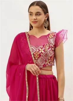 Dark Pink Embroidered Georgette Blouse Festive Wear -Indo Clothing Shop dark pink embroidered georgette blouse BLBS02305175 b