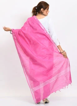 Dark Pink Linen Cotton Dupatta Work Wear -Indo Clothing Shop dark pink linen cotton dupatta dpdmimfd165 b