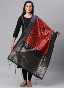 Dark Red Benarasi Silk Jacquard Woven Dupatta Festive Wear 6 Dark Red Benarasi Silk Jacquard Woven Dupatta Festive Wear -Indo Clothing Shop dark red benarasi silk jacquard woven dupatta dpsli1405113r u
