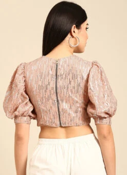 Dusty Peach Embroidered Georgette Blouse Festive Wear -Indo Clothing Shop dusty peach embroidered georgette blouse BLBS02305192 b