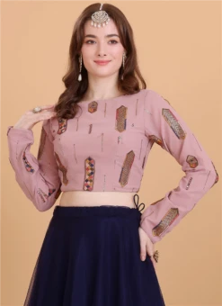 Dusty Pink Georgette Embroidered Blouse Festive Wear 6 Dusty Pink Georgette Embroidered Blouse Festive Wear -Indo Clothing Shop dusty pink georgette embroidered blouse BLBS02309109 u