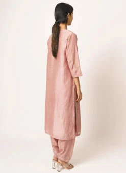 Dusty Pink Pure Chanderi Silk Embroidered Kurta Salwar Set Party Wear -Indo Clothing Shop dusty pink pure chanderi silk embroidered kurta salwar set krsdvcsvks48 b