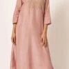 Dusty Pink Pure Chanderi Silk Embroidered Kurta Salwar Set Party Wear