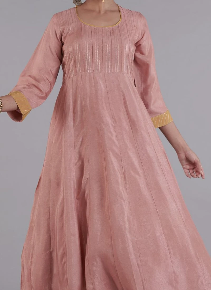 Dusty Pink Pure Silk Embroidered Kurta Straight Pant Set Party Wear 1 Dusty Pink Pure Silk Embroidered Kurta Straight Pant Set Party Wear