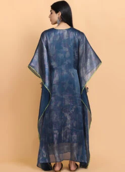 Electric Blue Handapinted Kaftan Set Party Wear -Indo Clothing Shop electric blue handapinted kaftan set kfdasct3 b