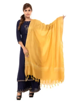 Gold Cotton Slub Weaving Work Dupatta Work Wear -Indo Clothing Shop gold cotton slub weaving work dupatta dpdmimfd088 u