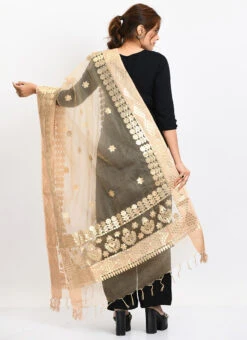 Gold Organza Cotton Gota Work Dupatta Work Wear -Indo Clothing Shop gold organza cotton gota work dupatta dpdmimfd102 b