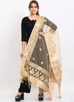 Gold Organza Cotton Gota Work Dupatta Work Wear -Indo Clothing Shop gold organza cotton gota work dupatta dpdmimfd102 u