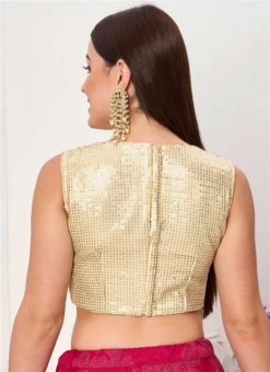 Gold Sequin Embroidery Blouse Festive Wear