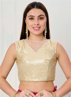 Gold Sequin Embroidery Blouse Festive Wear -Indo Clothing Shop gold sequin embroidery blouse BLBS02307637 u