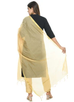 Golden Chanderi Cotton Dupatta Festive Wear -Indo Clothing Shop golden chanderi cotton dupatta dpdmfmfd044 b