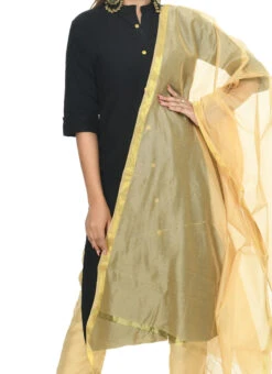 Golden Chanderi Cotton Dupatta Festive Wear