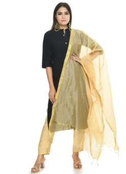 Golden Chanderi Cotton Dupatta Festive Wear -Indo Clothing Shop golden chanderi cotton dupatta dpdmfmfd044 u