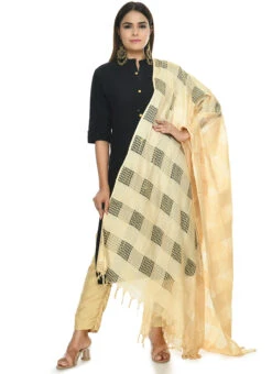 Golden Cotton Dupatta Festive Wear -Indo Clothing Shop golden cotton dupatta dpdmfmfd015 u