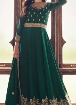 Green Art Silk Cord Work Dresses And Gown Party Wear