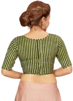 Green Blended Cotton Blouse After Six Wear -Indo Clothing Shop green blended cotton blouse blmff1833gr b