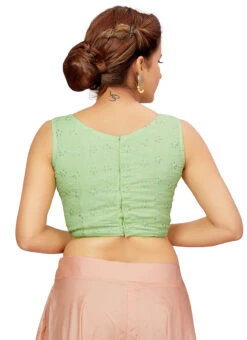 Green Blended Cotton Sequins Blouse After Six Wear -Indo Clothing Shop green blended cotton sequins blouse blmff1828gr b