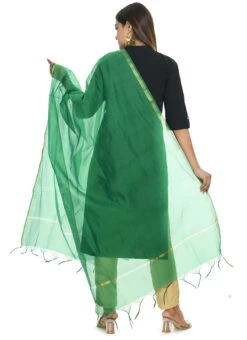 Green Chanderi Cotton Dupatta Festive Wear -Indo Clothing Shop green chanderi cotton dupatta dpdmfmfd026 b