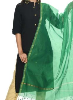 Green Chanderi Cotton Dupatta Festive Wear