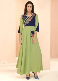 Green Embroidered Anarkali Dress After Six Wear -Indo Clothing Shop green embroidered anarkali gown iwdsli6024 u