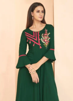 Green Embroidered Dress After Six Wear -Indo Clothing Shop green embroidered anarkali gown iwdsli6028 b