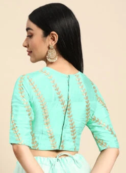 Green Embroidered Chiffon Blouse Festive Wear -Indo Clothing Shop green embroidered chiffon blouse BLBS02303762 b