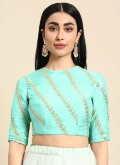 Green Embroidered Chiffon Blouse Festive Wear -Indo Clothing Shop green embroidered chiffon blouse BLBS02303762 u