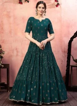 Green Georgette Anarkali Gown Party Wear -Indo Clothing Shop green georgette anarkali gown bgwsom4524 u