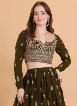 Green Georgette Embroidered Blouse Festive Wear -Indo Clothing Shop green georgette embroidered blouse BLBS02309133 b