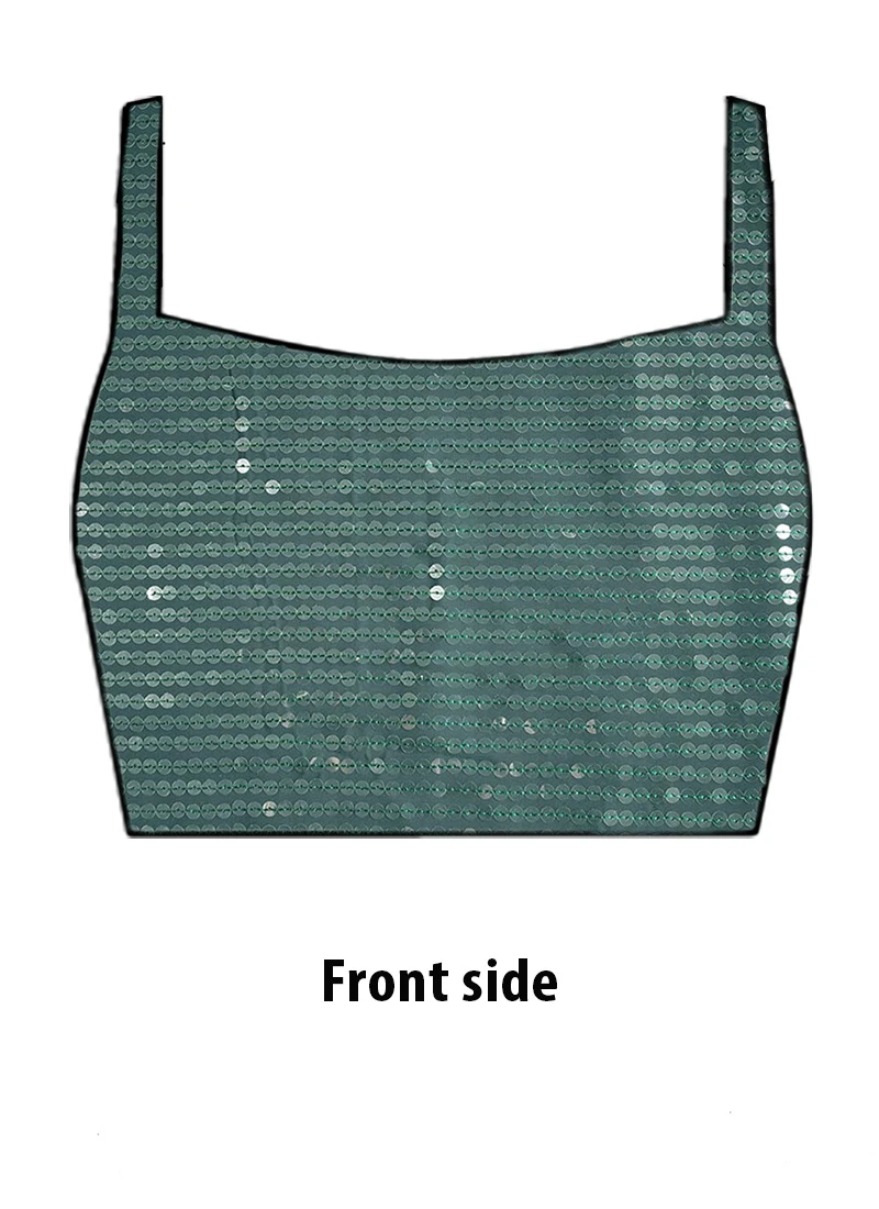 Green Georgette Sequins Blouse Party Wear 4 Green Georgette Sequins Blouse Party Wear - Image 4