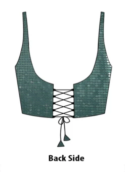 Green Georgette Sequins Blouse Party Wear