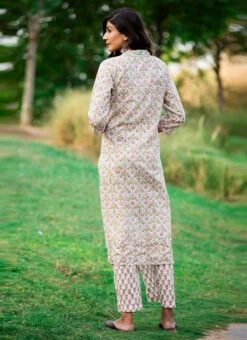 Green Pure Cotton Hand Block Printed Kurta Semi Palazzo Set After Six Wear 7 Green Pure Cotton Hand Block Printed Kurta Semi Palazzo Set After Six Wear -Indo Clothing Shop green pure cotton hand block printed kurta semi palazzo set krsjbp2022a2107b b