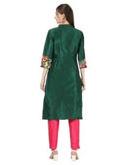 Green Raw Silk Embroidery Work Kurta Straight Pant Set Party Wear 7 Green Raw Silk Embroidery Work Kurta Straight Pant Set Party Wear -Indo Clothing Shop green raw silk embroidery work kurta straight pant set krskinf9900518 b