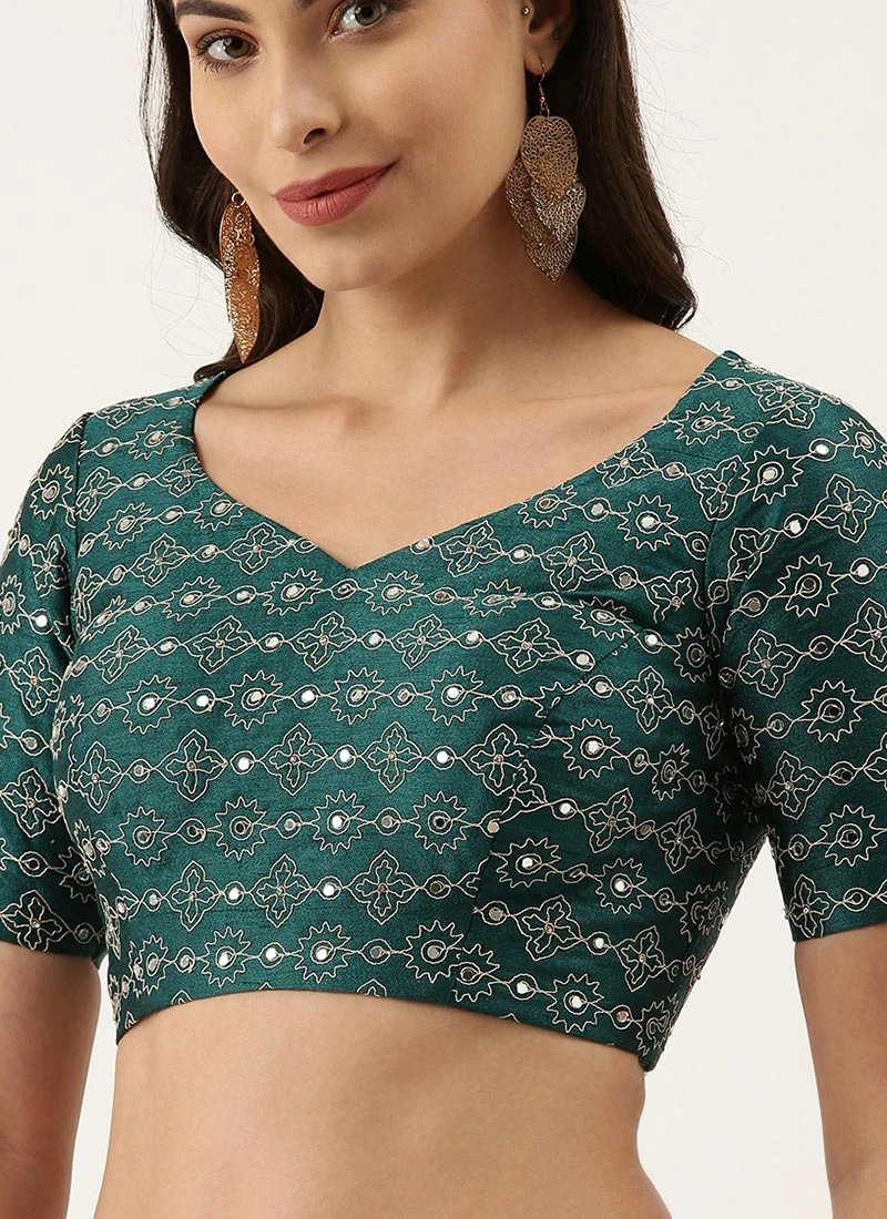 Green Silk Embellished Blouse Party Wear 1 Green Silk Embellished Blouse Party Wear