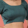 Green Silk Solid Stitched Readymade Blouse Party Wear