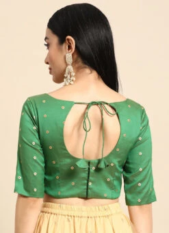Green Taffeta Blouse Festive Wear 11 Green Taffeta Blouse Festive Wear -Indo Clothing Shop green taffeta blouse BLBS02303768 b