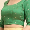 Green Taffeta Blouse Festive Wear