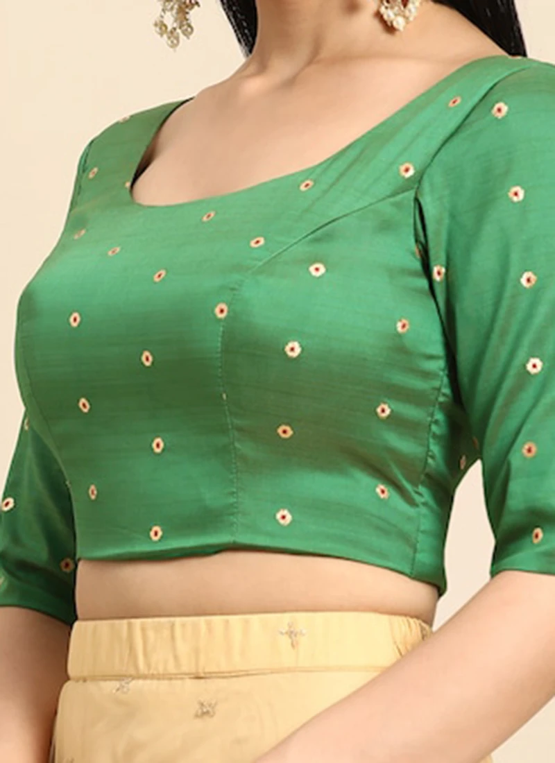 Green Taffeta Blouse Festive Wear 1 Green Taffeta Blouse Festive Wear