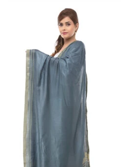 Grey Cotton Slub Weaving Work Dupatta Work Wear -Indo Clothing Shop grey cotton slub weaving work dupatta dpdmimfd089 b