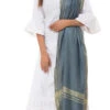 Grey Cotton Slub Weaving Work Dupatta Work Wear