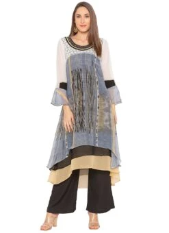 Grey Kurta Palazzo Set After Six Wear -Indo Clothing Shop grey kurta palazzo set krsmnc2079 u