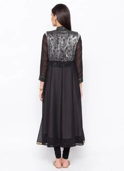 Grey N Black Crepe Embroidered Kurta Churidar Set After Six Wear 7 Grey N Black Crepe Embroidered Kurta Churidar Set After Six Wear -Indo Clothing Shop grey n black crepe embroidered kurta churidar set krsmnc2100bks b