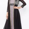 Grey N Black Crepe Embroidered Kurta Churidar Set After Six Wear