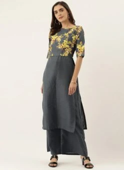 Grey N Yellow Printed Rayon Boat Neck Kurta Set After Six Wear 10 Grey N Yellow Printed Rayon Boat Neck Kurta Set After Six Wear -Indo Clothing Shop grey n yellow printed rayon boat neck kurta set KSBS02009855 u