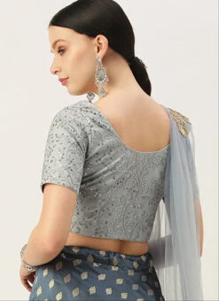 Grey Net Sequins Blouse Festive Wear -Indo Clothing Shop grey net sequins blouse BLBS02305282 b